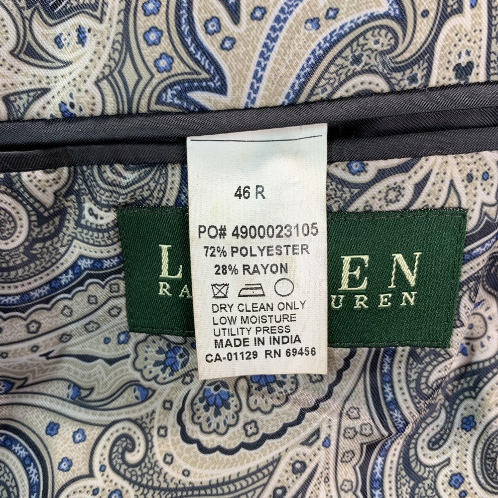 Lauren Ralph Lauren Blazer Mens 46R Gray Polyester Paisley Lined Sport Coat - Picture 9 of 16